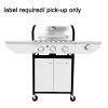 4-Burner Propane Gas Grill with Side Burner;  Stainless Steel;  Cabinet for BBQ (only for pickup)