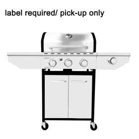 4-Burner Propane Gas Grill with Side Burner;  Stainless Steel;  Cabinet for BBQ (only for pickup) (Grill Size: 3-burner)
